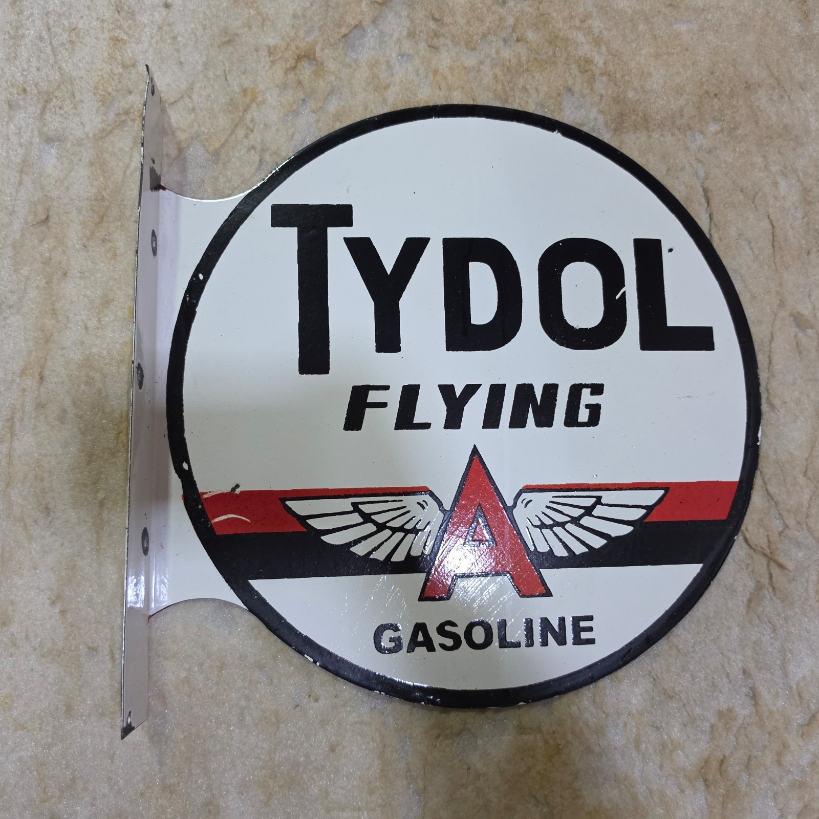 TYDOL FLYING FLANGE 2-SIDED 17.5 X 17 INCHES ENAMEL SIGN