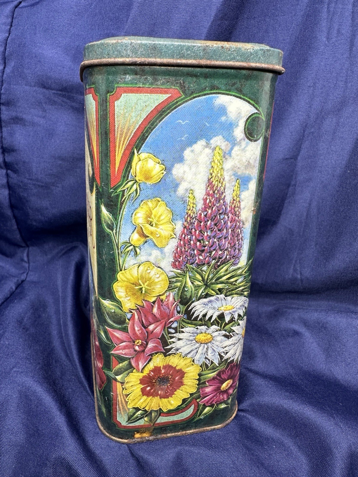 Vintage Bristol Ware Wildflower Seed Mix Decorative Tin Metal Storage Box
