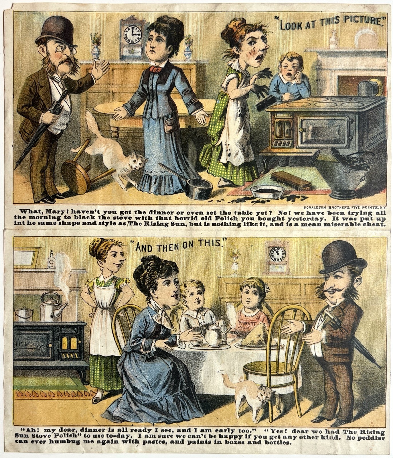 1880 RISING SUN STOVE POLISH VICTORIAN TRADE CARD SIDNEY SHEPARD BUFFALO NY RARE