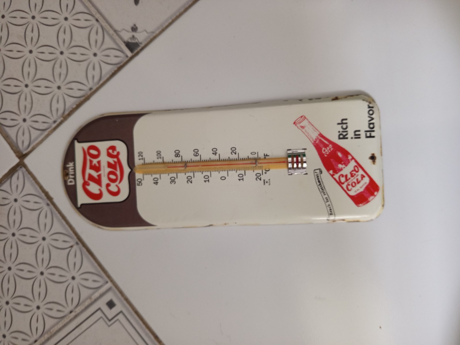 Vintage Glass Thermometer Model CLEO COLA No Porcelain REPOP