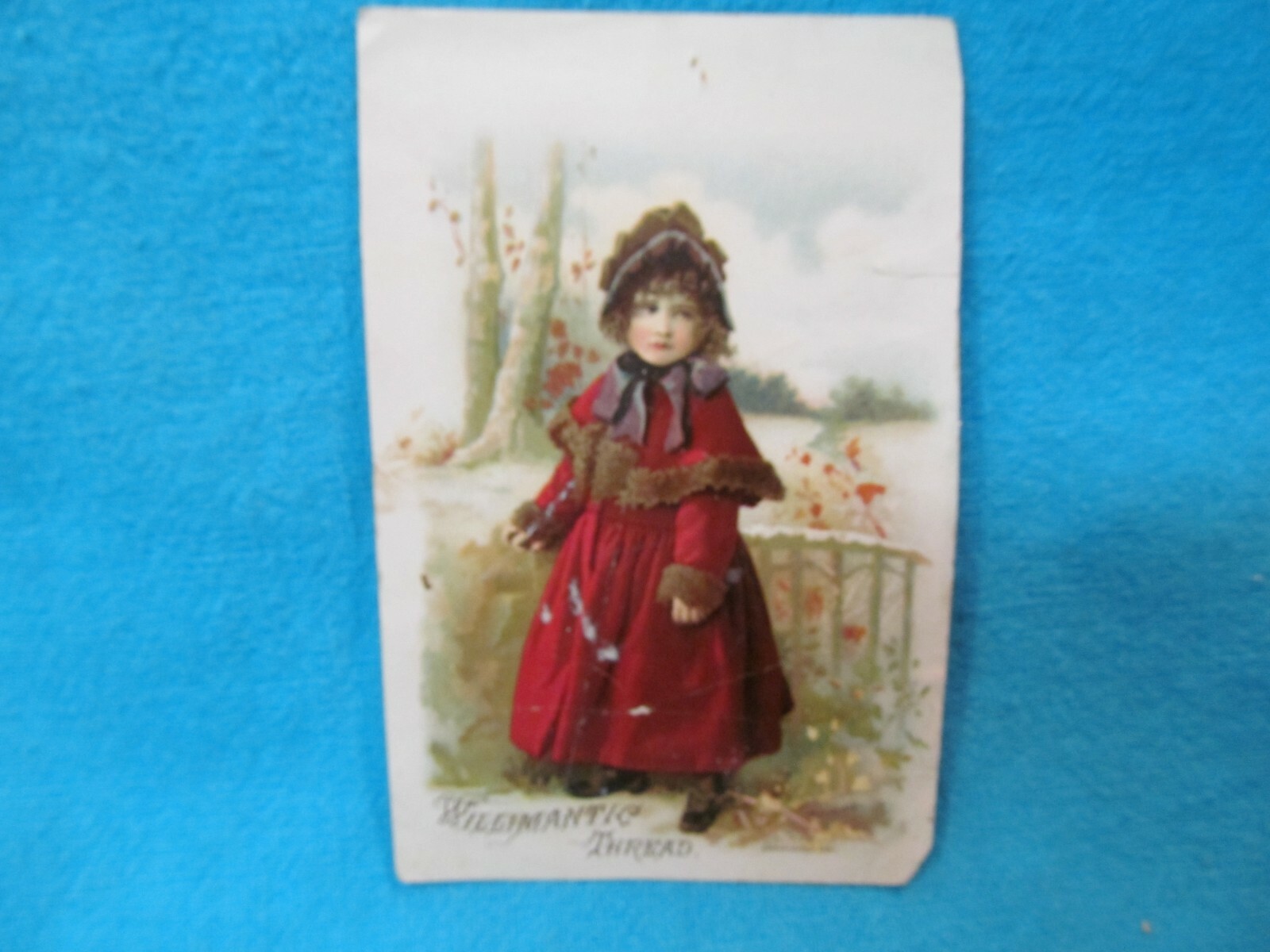 WILLIMANTIC THREAD TRADE CARD SIX CORD SPOOL COTTON FOR SEWING MACHINES