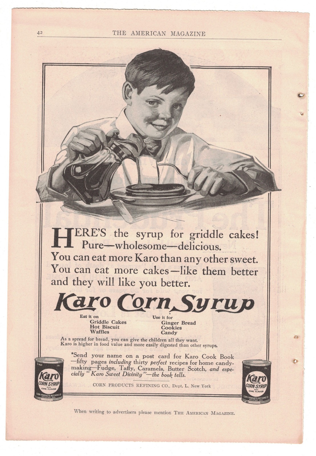 Magazine Ad – Karo Corn Syrup – Prudential Annuity – circa 1910