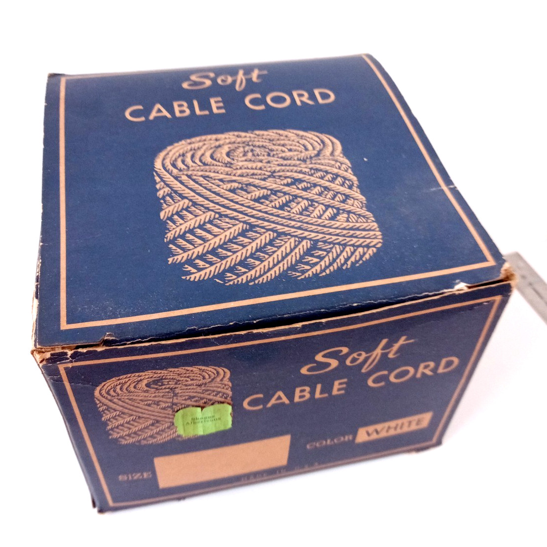 Vintage White Rope Soft Cable Cord In Box Indian Head Yarn & Thread Company USA