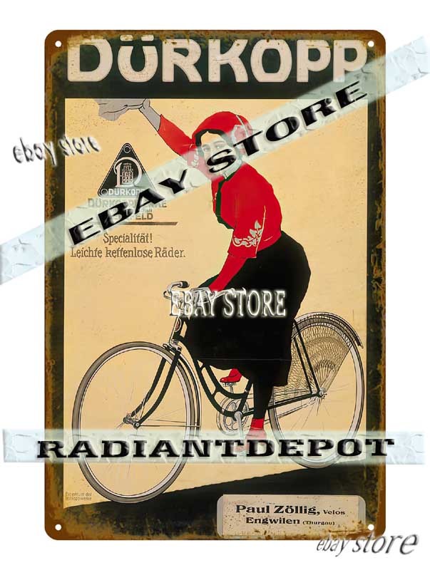 Tin Sign 1900 Duropp Germany bicycle poster rustic decor indoor art prints walls