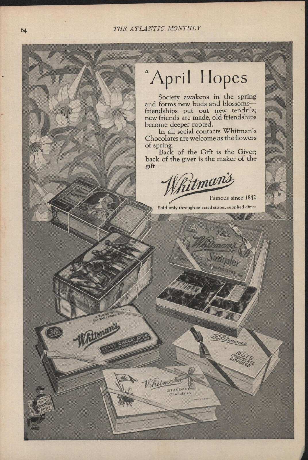 Whitman’s Chocolates – 1925 – April Hopes – Vintage Magazine Ad