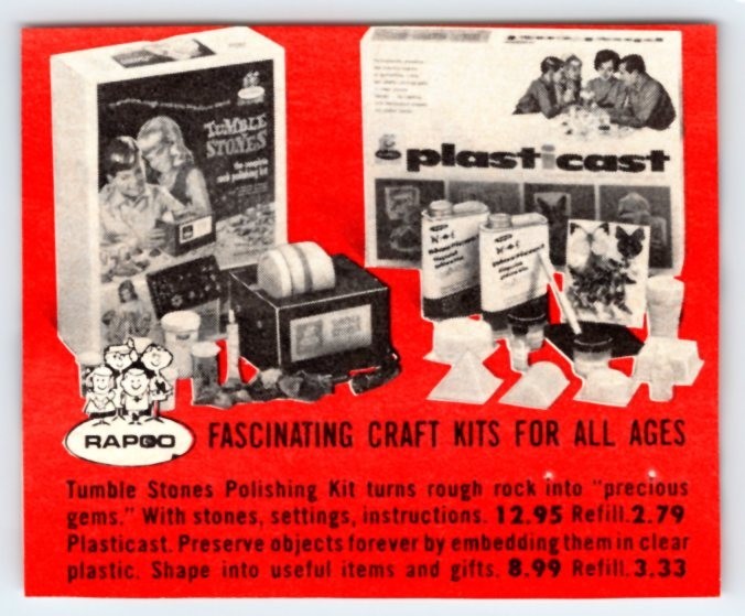 1968 RAPCO CRAFT KITS FOR ALL AGES 2.5″X3″ AD Magazine 1960’s Toy Memory M801
