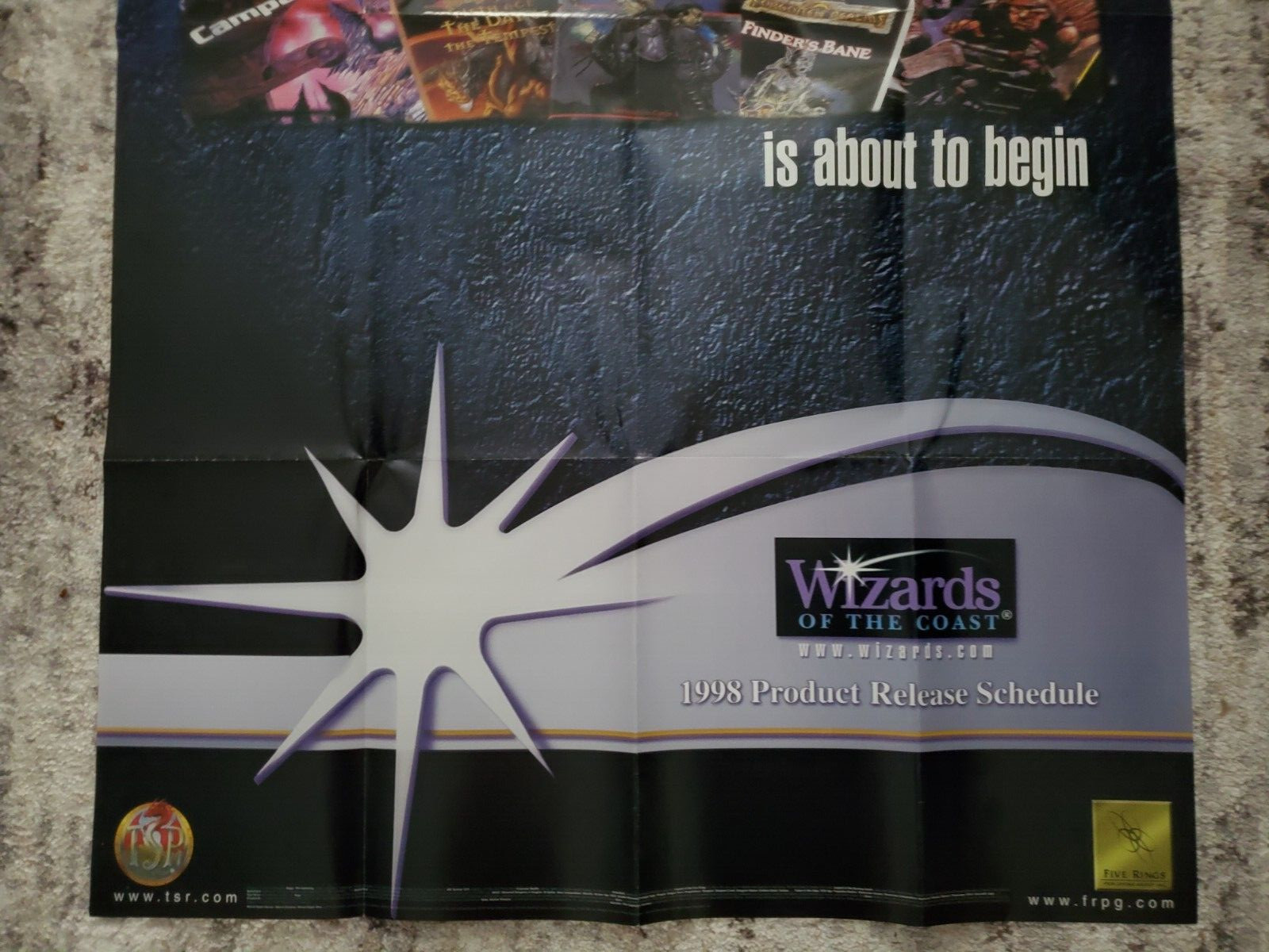 Wizards of the Coast Poster 1998 Product Release Schedule Ad 36×22 Double-sided