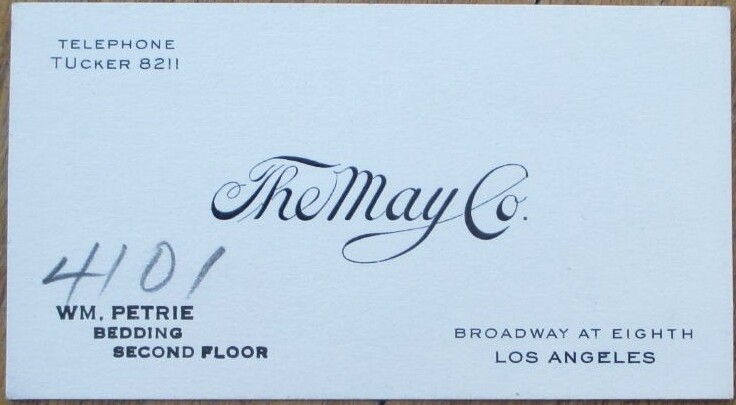 Los Angeles, CA 1920s Trade Card, The May Co. Department Store, California Cal