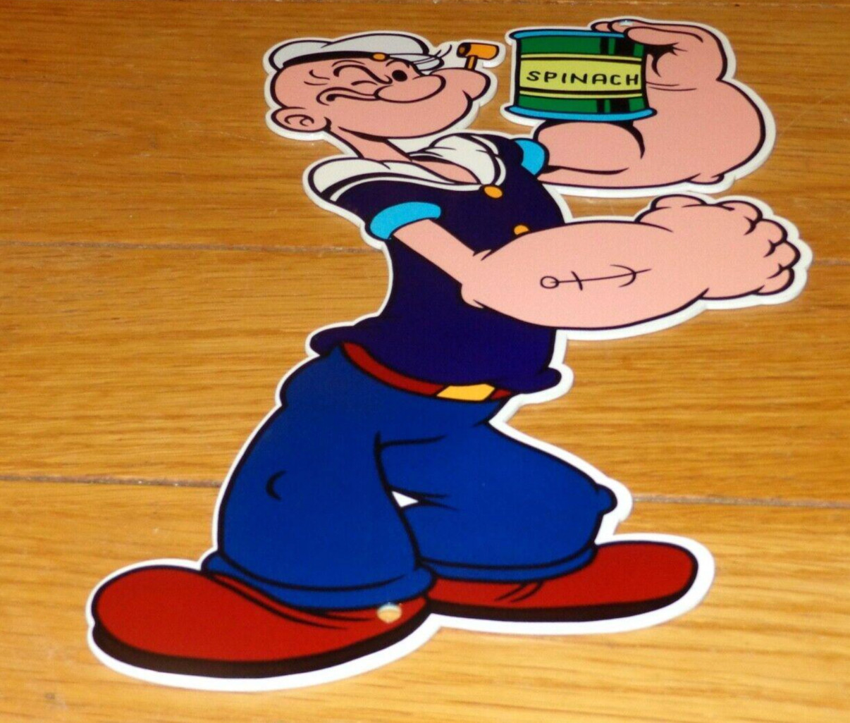 VINTAGE POPEYE THE SAILOR MAN +SPINACH 13″ METAL SODA CARTOON GASOLINE OIL SIGN