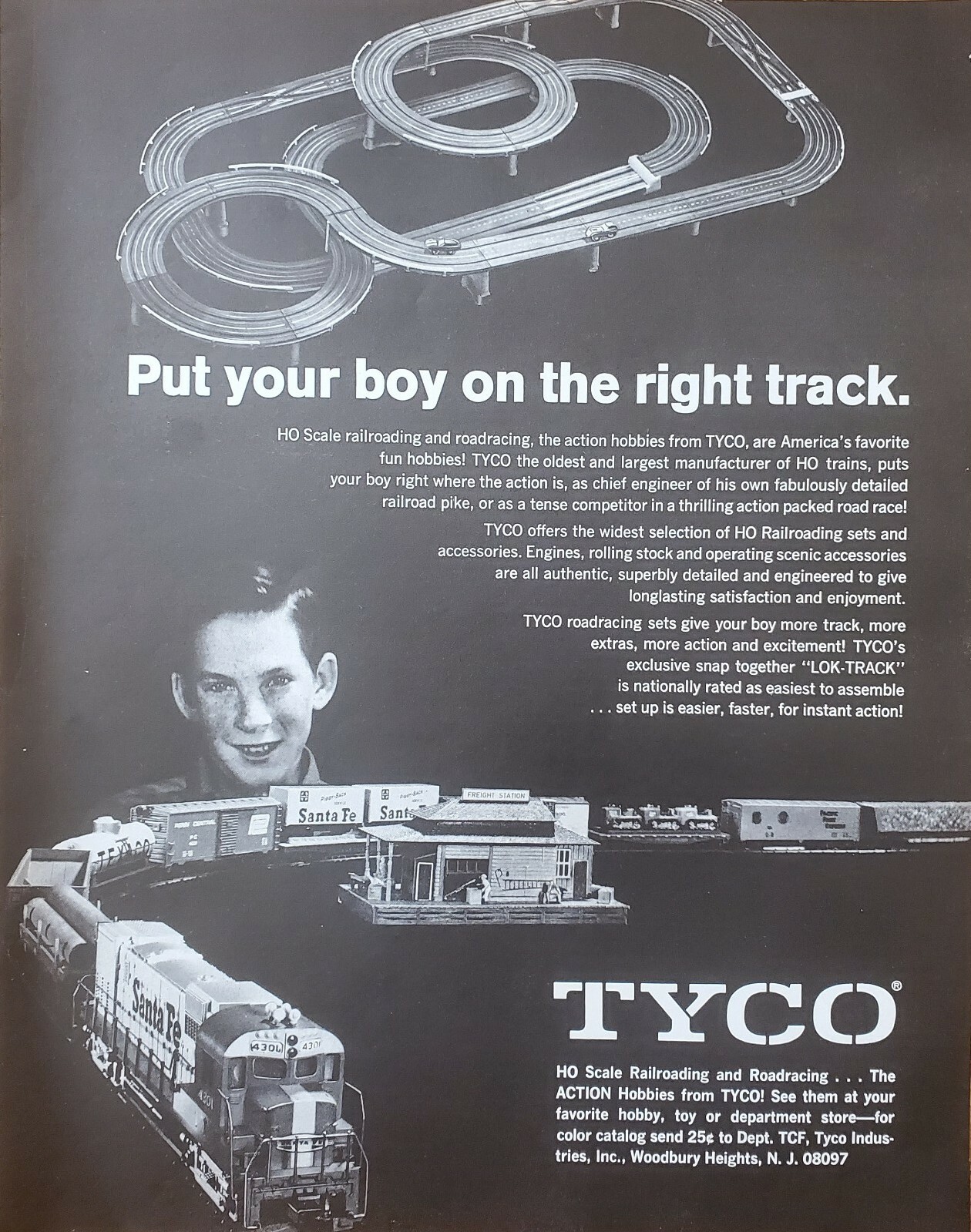 1969 Tyco Toy Trains & Railroad Track HO Scale Vintage Print Ad NICE