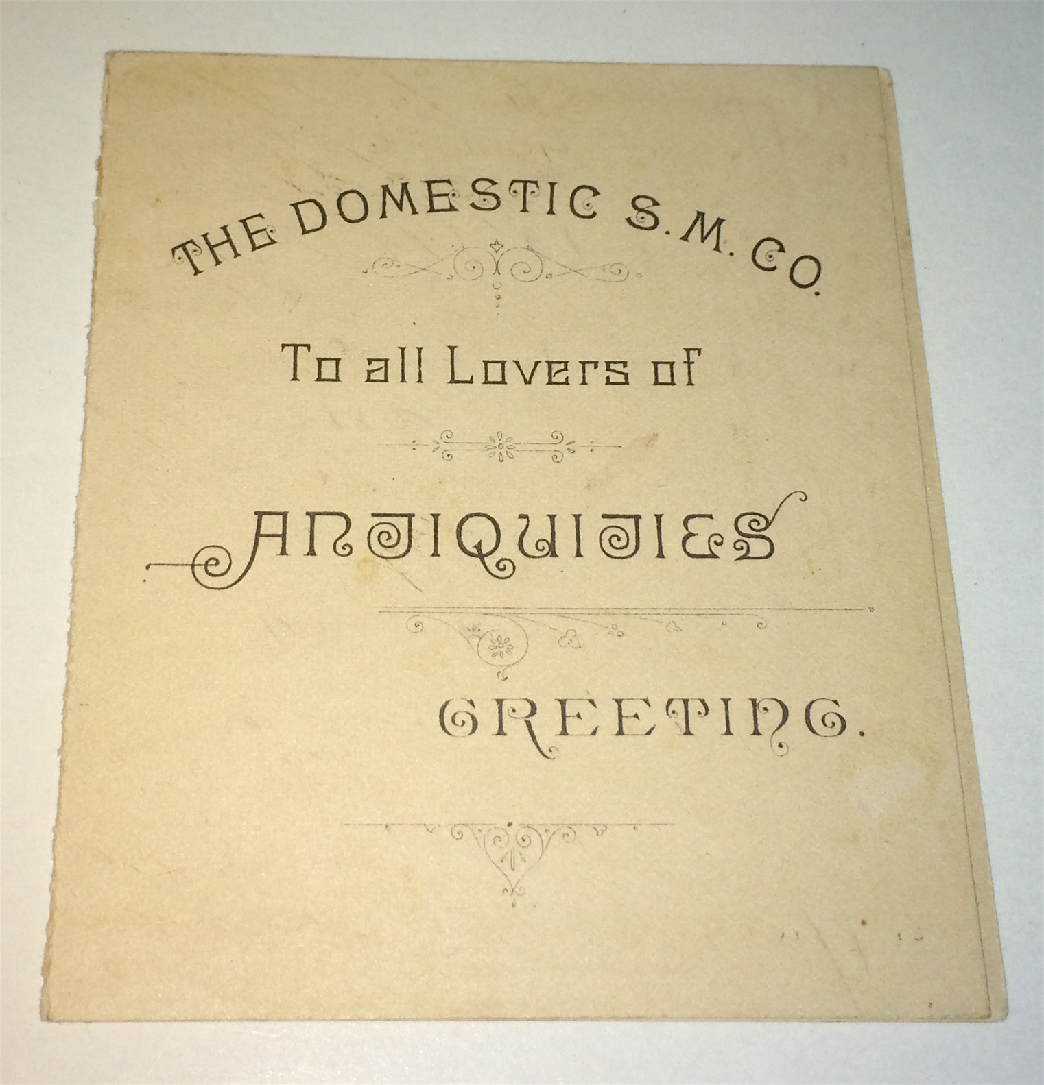 Rare Antique Victorian American Domestic Sewing Machine Advertising Trade Card!