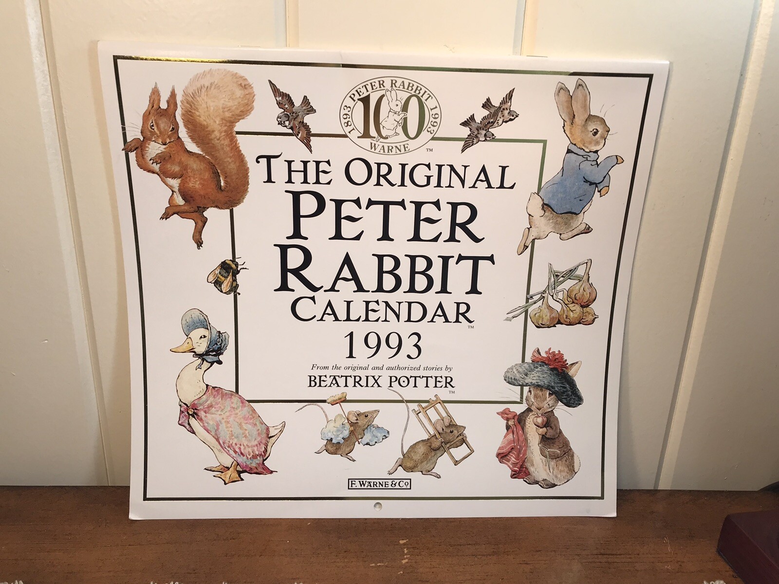 NEW Vintage 1993 Peter Rabbit Beatrix Potter Calendar W/ 40 Character Stickers