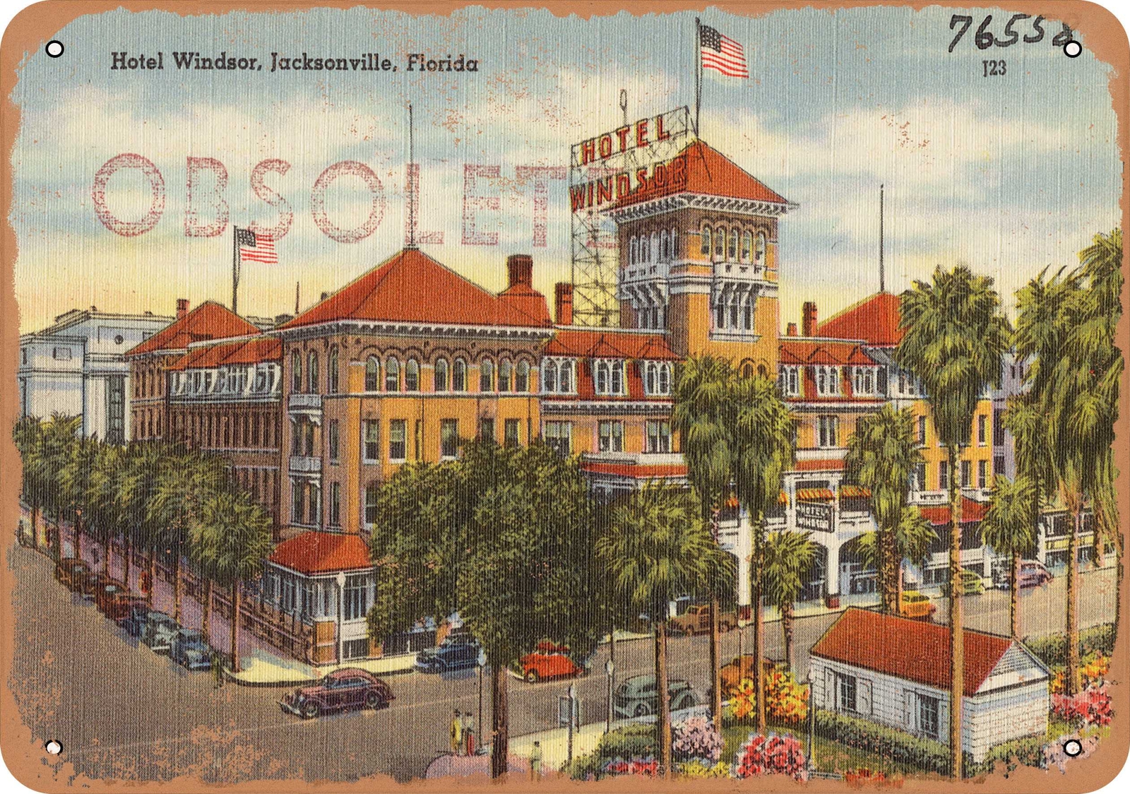 METAL SIGN – Florida Postcard – Hotel Windsor, Jacksonville, Florida