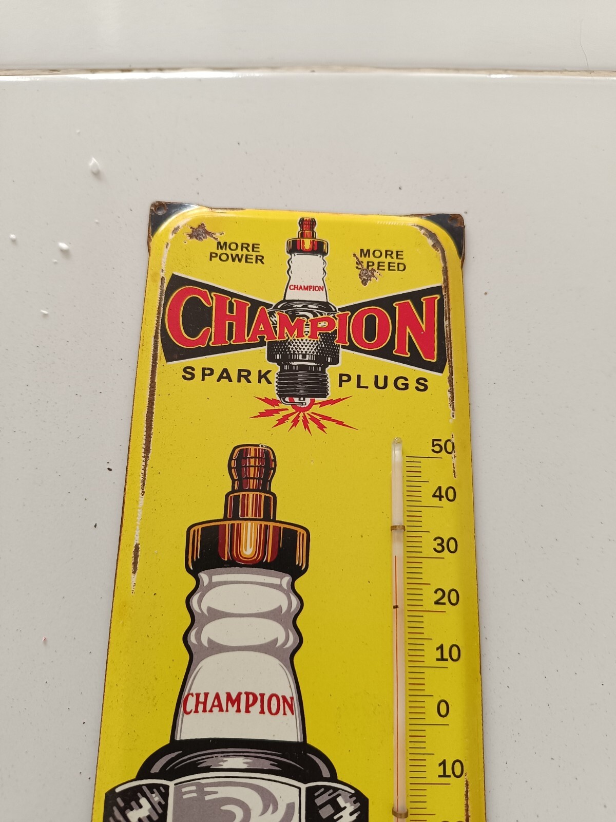 Vintage Glass Thermometer CHAMPION SPARK PLUG No porcelain 40’S-50’S era