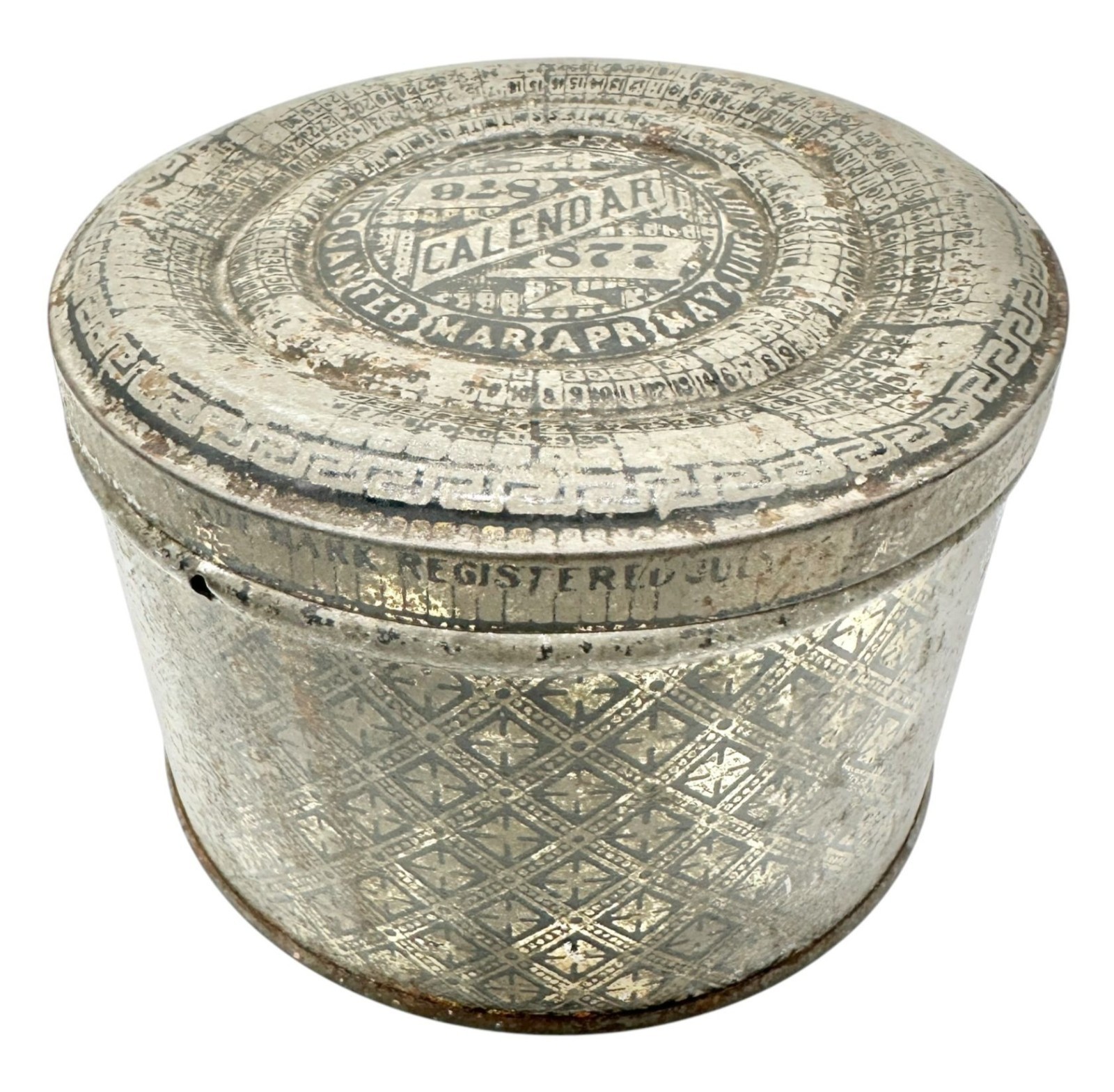 Antique Calendar 1876 1877 Metal Tin Embossed Bryant & May Collectible Storage