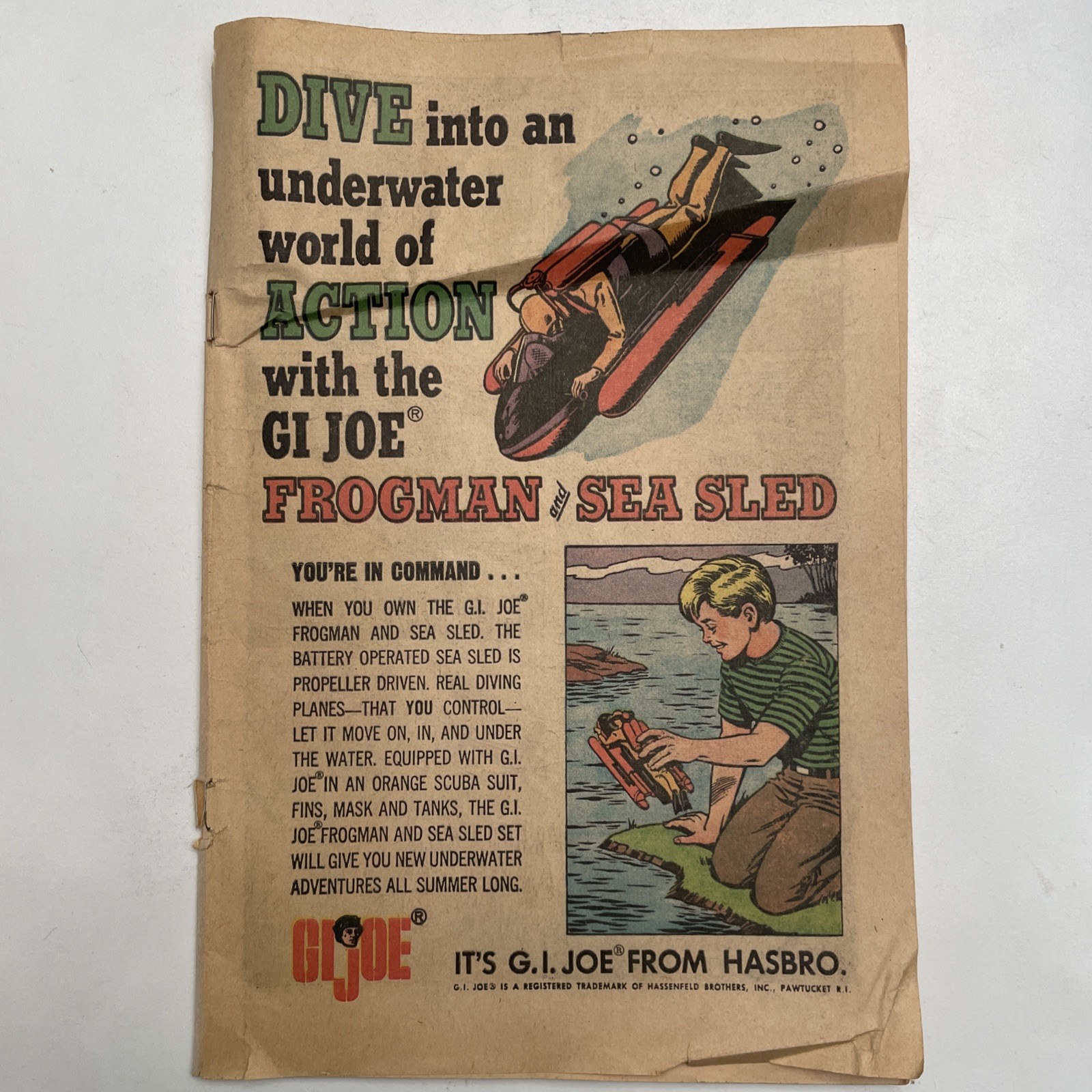 1967 G.I. Joe ‘Frogman & Sea Sled’ Action Figure From Hasbro Vintage Print Ad