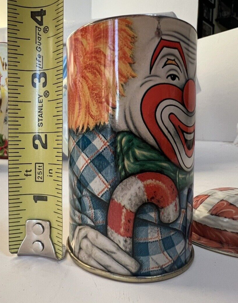 VTG CANDY TINS LOT OF 5 RILEY’S~CARL LARSSON~CAP*TIN CLOWN~DE LUXE~MEISTER