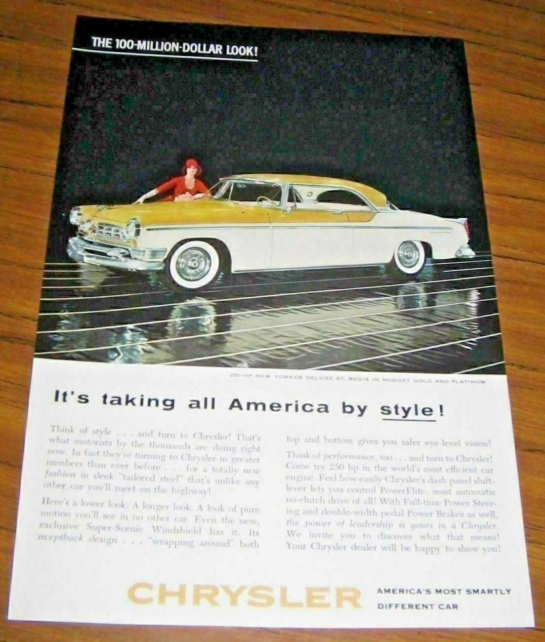 1955 Print Ad 55 Chrysler 250 HP New Yorker Deluxe St Regis Nugget Gold Platinum