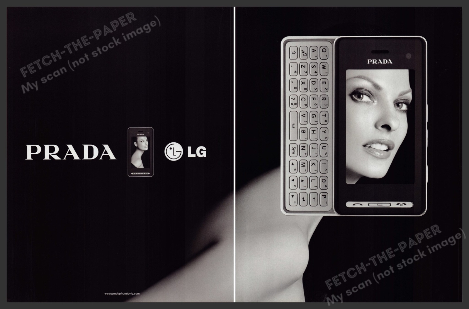 Prada LG Phone Linda Evangelista 2000s Print Advertisement Ad (2 Page) 2008