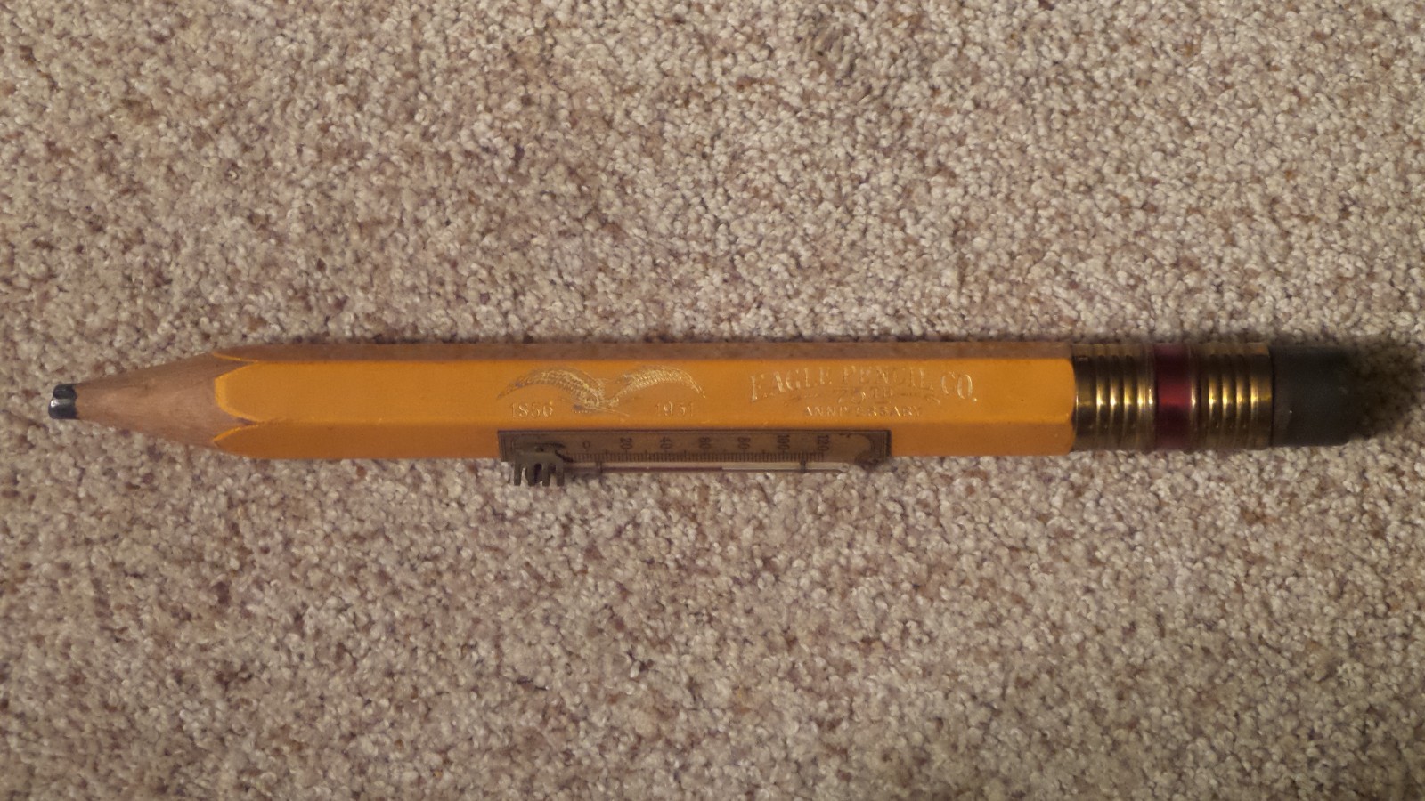 Vintage Figural 1856-1931 Eagle Pencil Co Store Advertising Desk Thermometer 13″