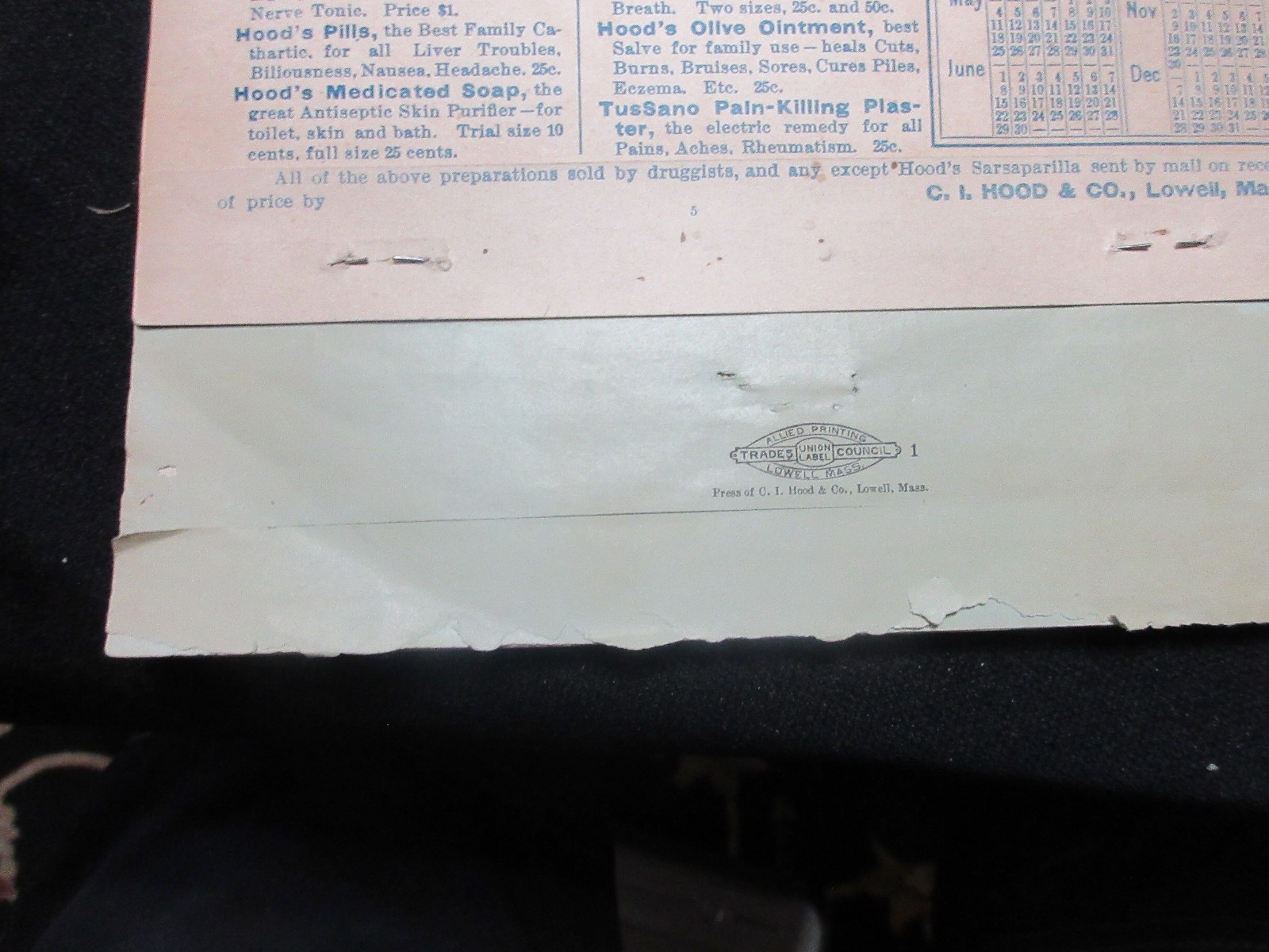 1901 HOOD’S CALENDAR “PATIENCE” Full Pad