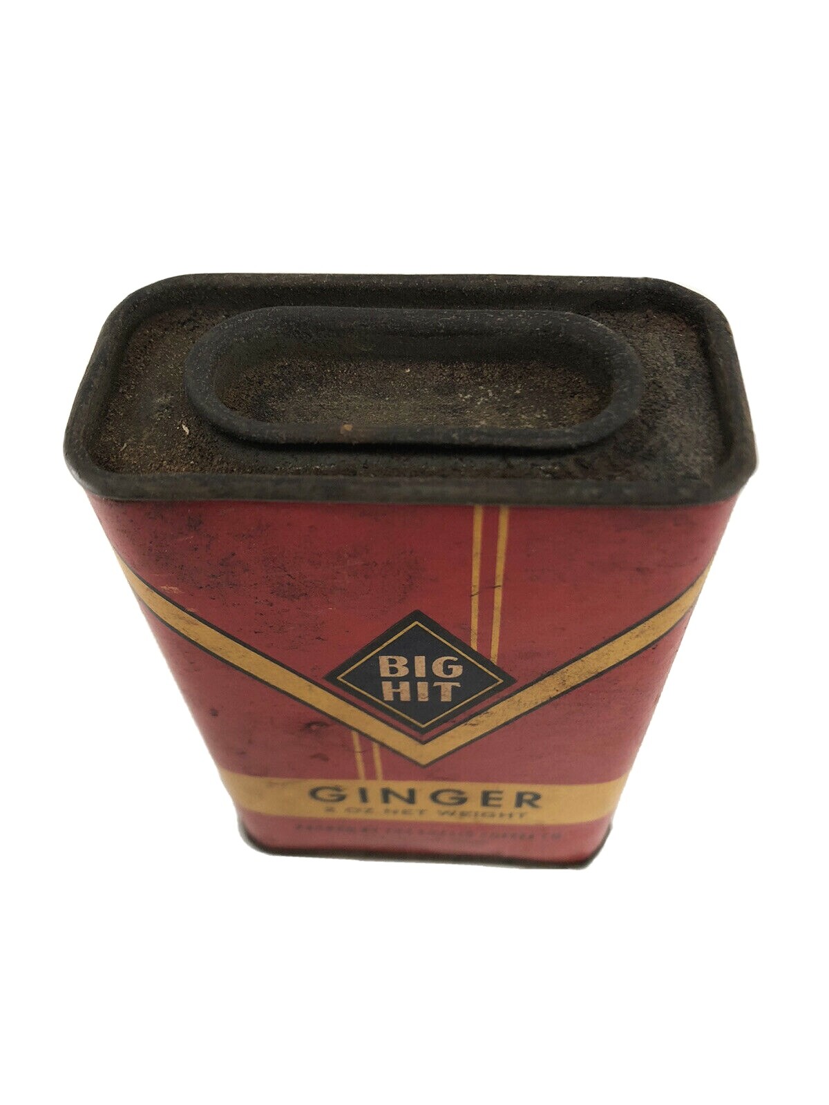 FULL Antique BIG HIT Ginger SPICE TIN Euclid Coffee Co ADVERTISING Vintage DECO
