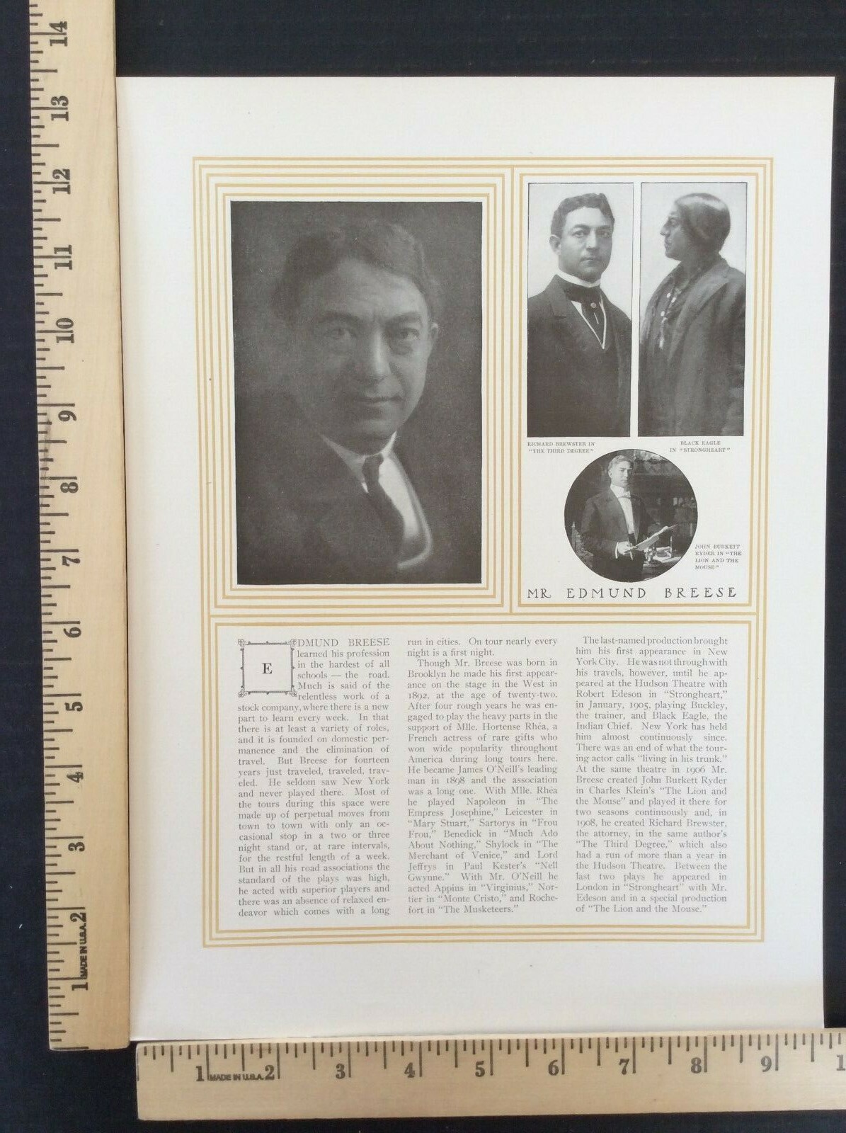 Rare Antique Orig VTG 1910 Edmund Breese Frances Starr Stage Actors Ad Art Print
