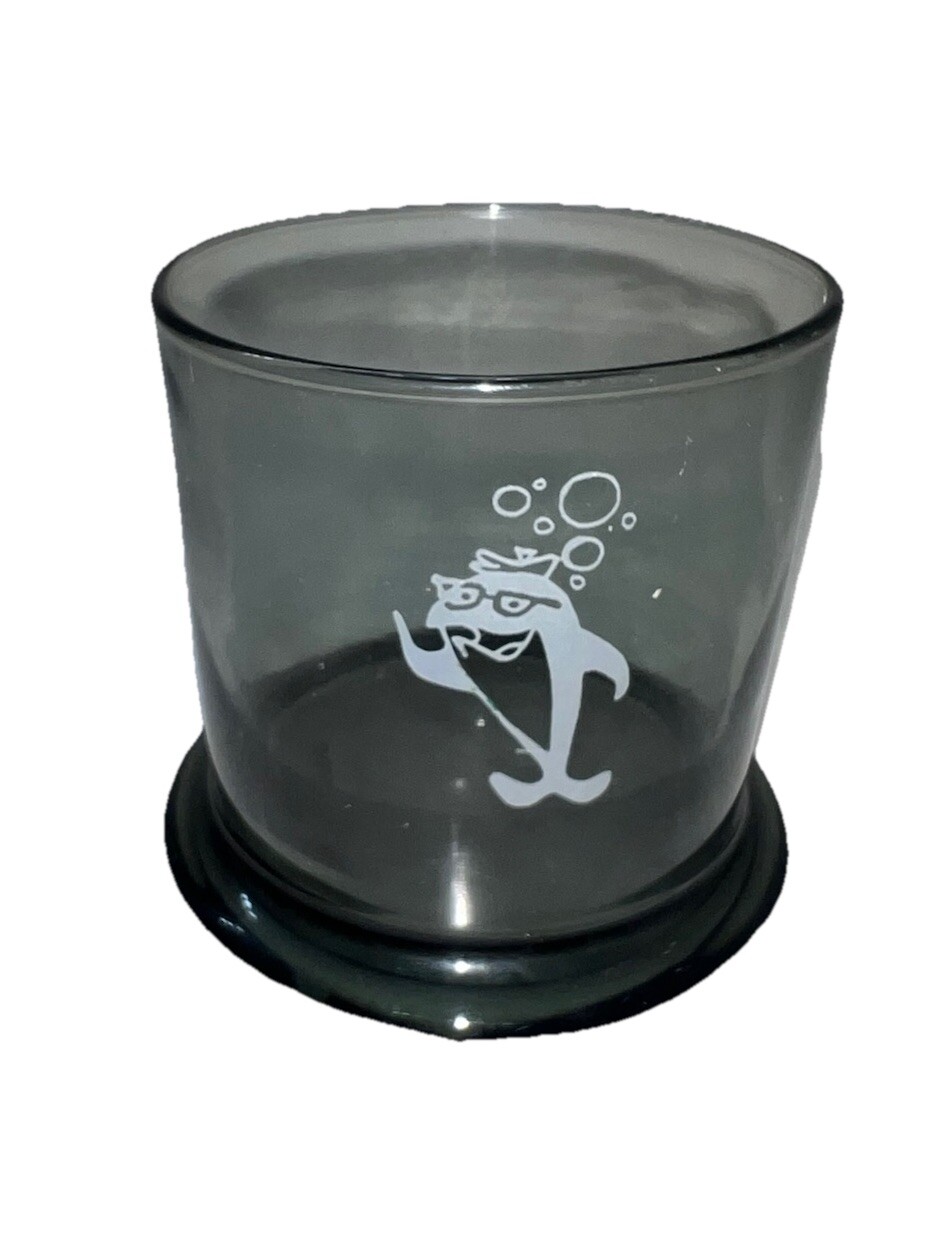 Charlie Tuna StarKist Character Smoked Glass Tumbler Wide Base Logo Advertising