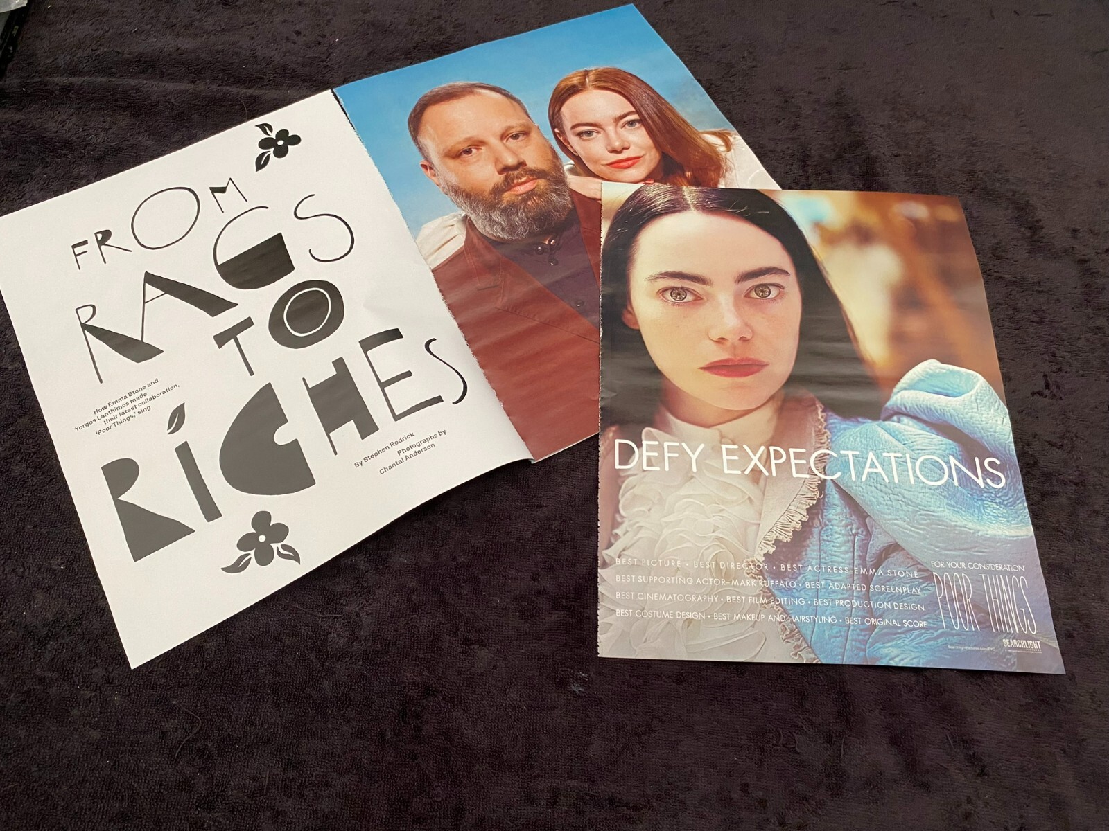 POOR THINGS 2024 Oscar ad, article Emma Stone as Bella Baxter, Yorgos Lanthimos