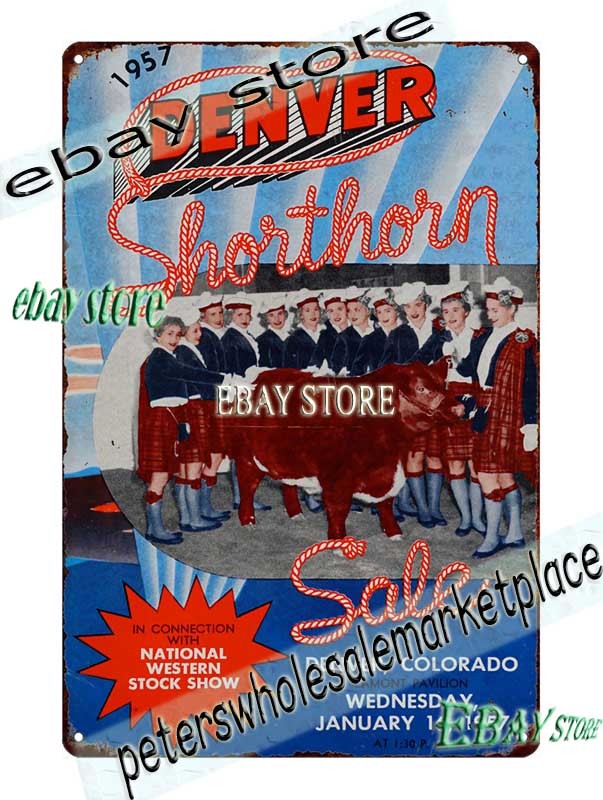 1957 Denver Colorado Shorthorn Sale Poster Tin Sign stockyard memorabilia