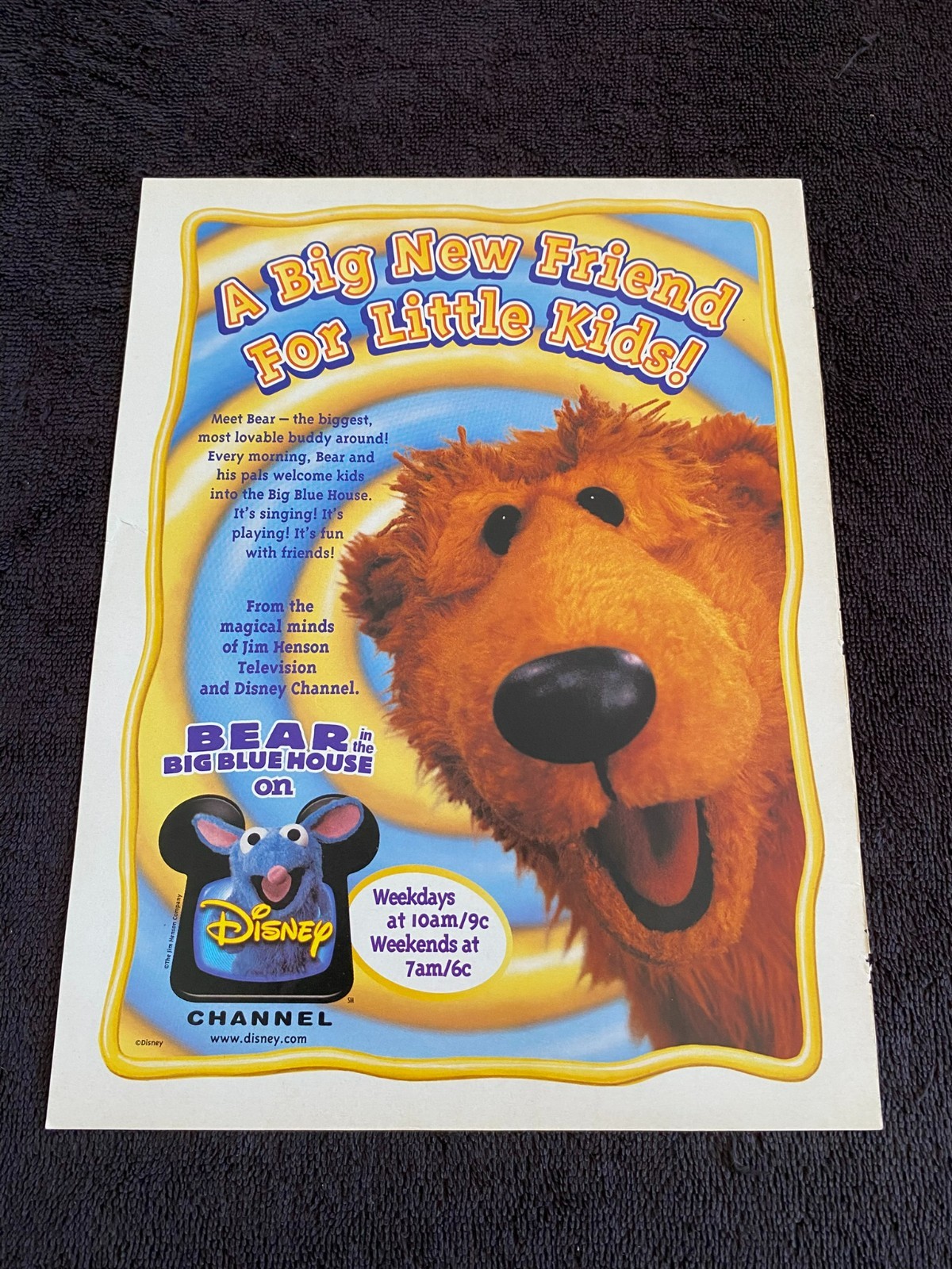 BEAR IN THE BIG BLUE HOUSE 1997 ad Jim Henson Disney, Ojo bear cub, Tutter mouse
