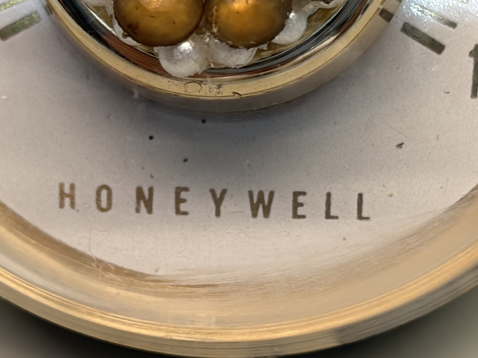 Vintage Honeywell Sphere Desk Thermometer Paperweight Jewel Face Pearls Works