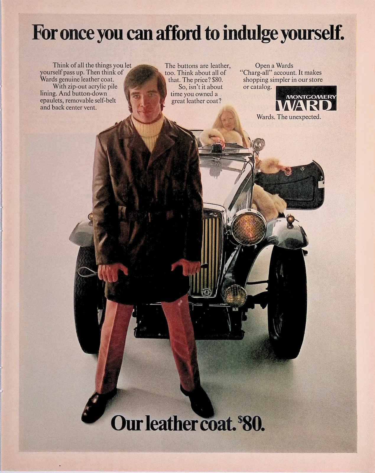 1971 Montgomery Ward Our Leather Coat Vintage Fashion Print Ad Life Oct 29
