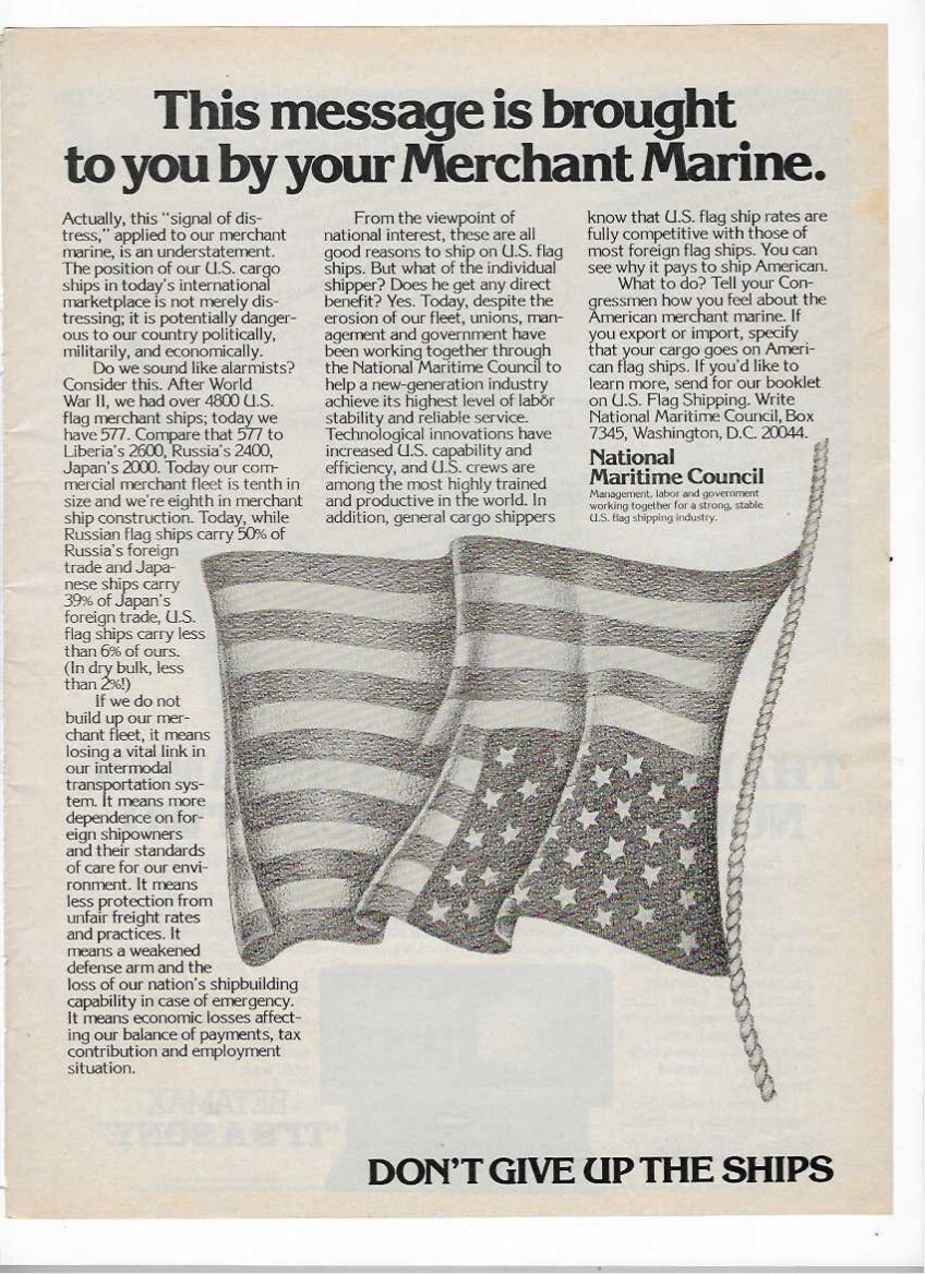 1977 Sony Betamax Console & Merchant Marine National Maritime Council Print Ads