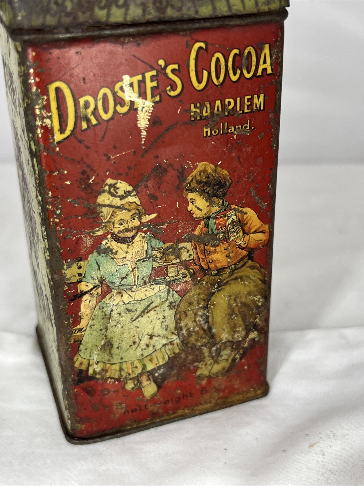 Droste’s Cocoa 8oz Tin Made in Holland Hinged Lid 5″x2.5″