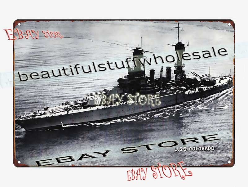 1940s USS Colorado Battleship Navy Photo Print Tin Sign home decor