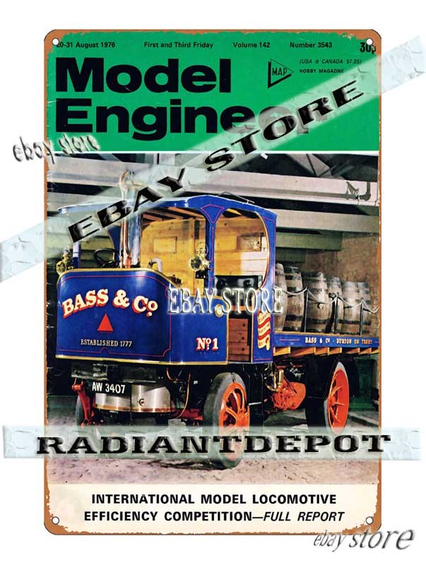 Tin Sign 1965 Hobby Engineering Blue Diesel Engine artwork wall hanging