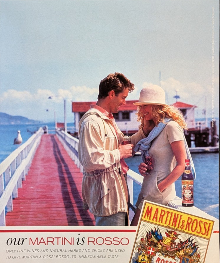 Vintage 1992 Martini & Rossi Rosso Vermouth Print Ad Romantic Pier Scene