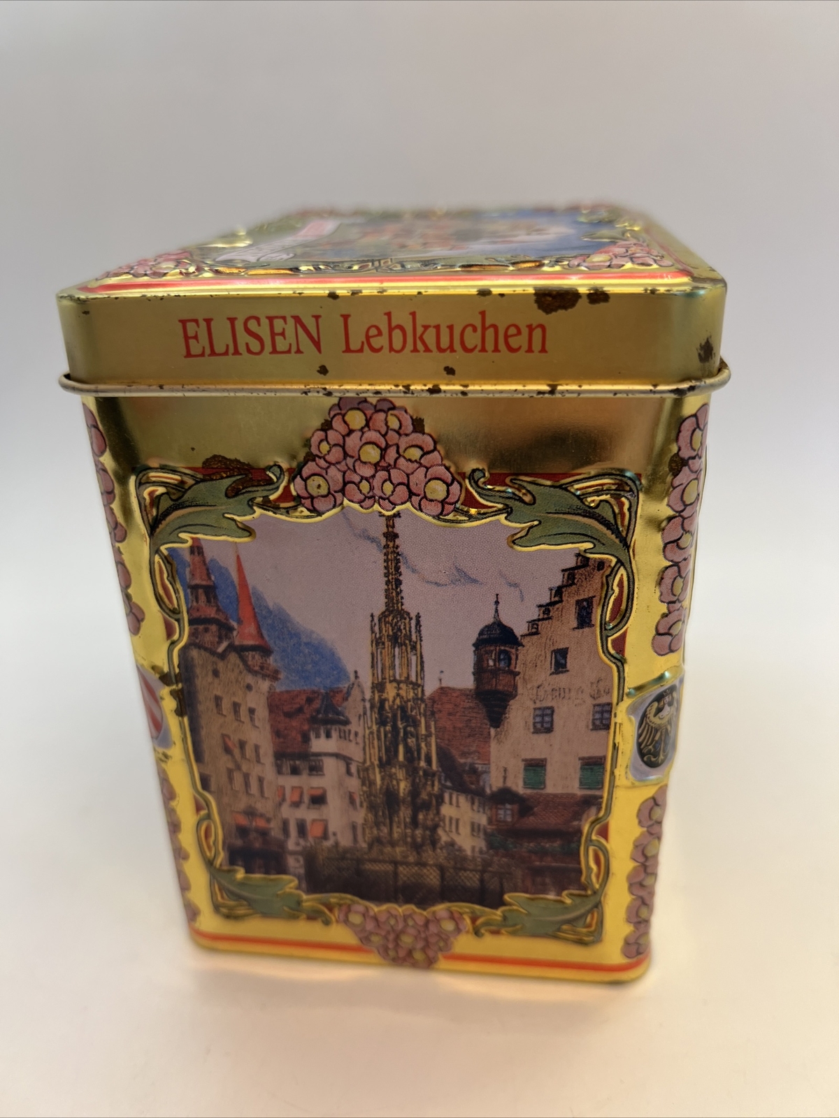 Vintage Weissella Elisen German Tin Christmas Music Box Plays “O CHRISTMAS TREE”