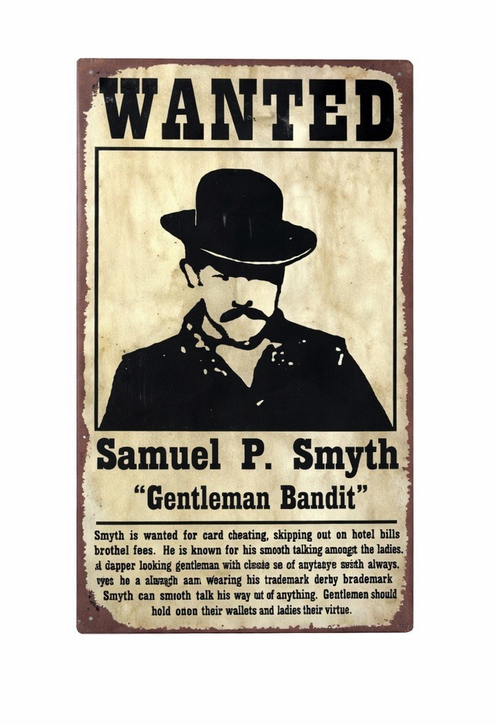 Wanted Gentleman Bandit Metal Sign Western Outlaw Decor 10×16 Ohio Wholesale
