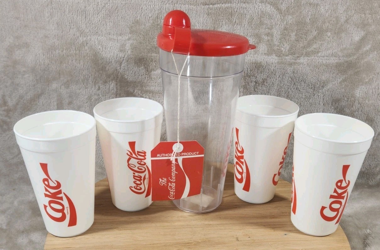 Coca Cola Service Set Pitcher 1 L 4 Cups 0.33 L Plastic Euros Products