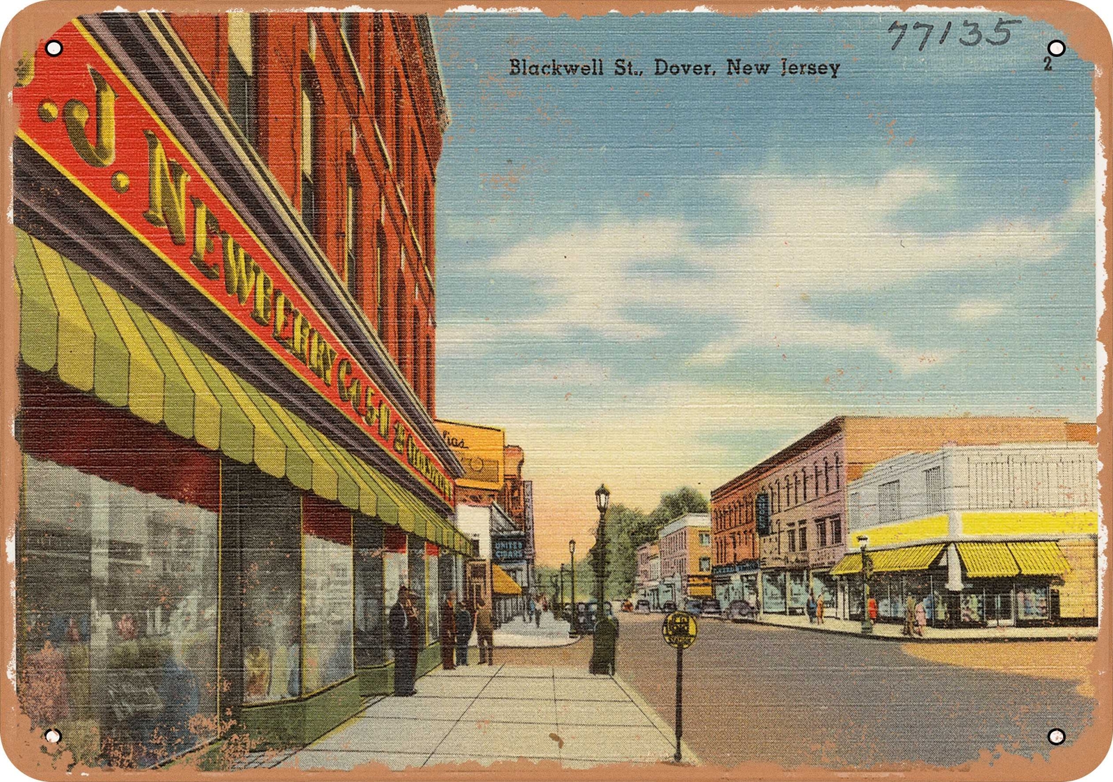 Metal Sign – New Jersey Postcard – Blackwell St., Dover, New Jersey