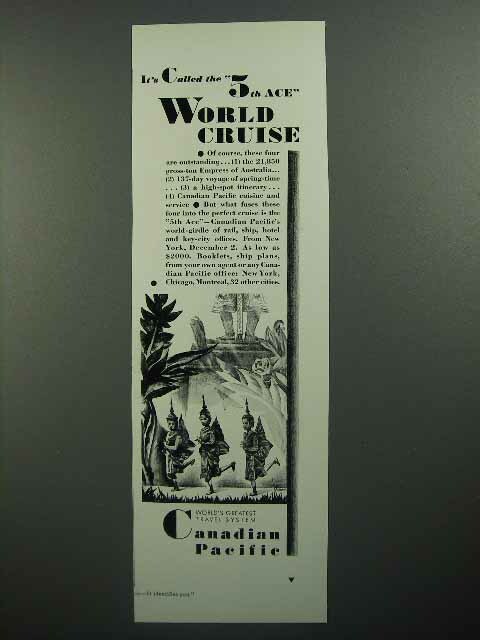 1930 Candaian Pacific Cruise Ad – World Cruise