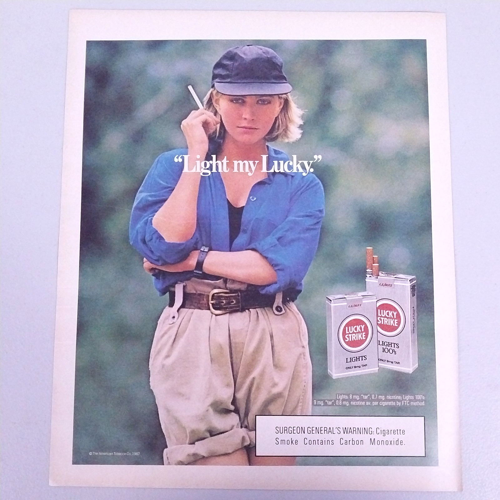 1987 Lucky Strike Lights Cigarettes Vintage Print Ad – Magazine Advert Page