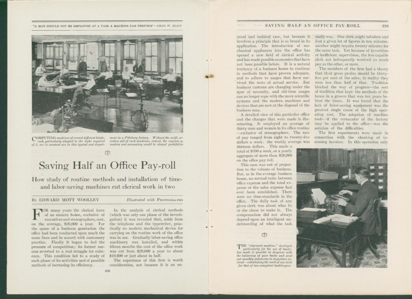 1913 Saving Half Office Payroll Study Machines Edward Mott Woolley Story SY1