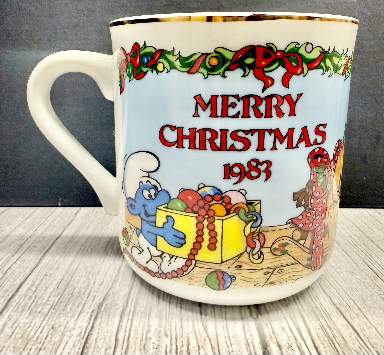 Vintage Smurfs Christmas Collectibles Mug – Limited Edition – 1983 – Papa Smurf