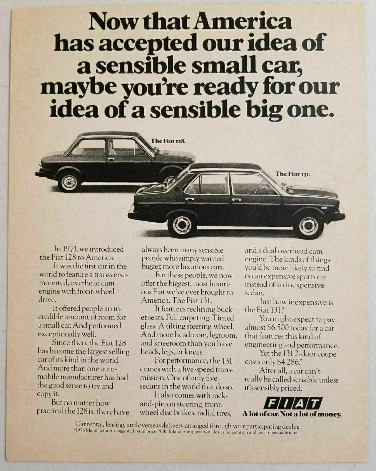 1976 Print Ad Fiat 128 2-Door & 131 4-Door Small Cars