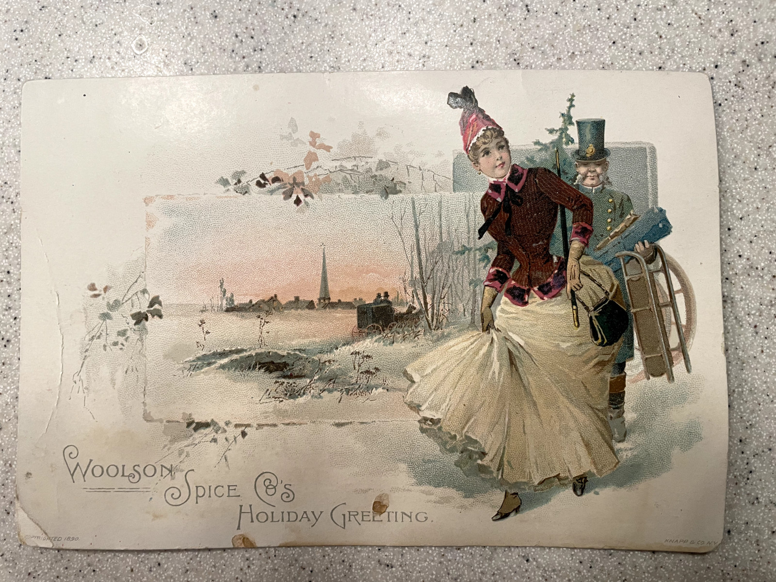 Antq Woolson Spice Company’s Holiday Greeting Lion Coffee Ad Card – Knapp & Co