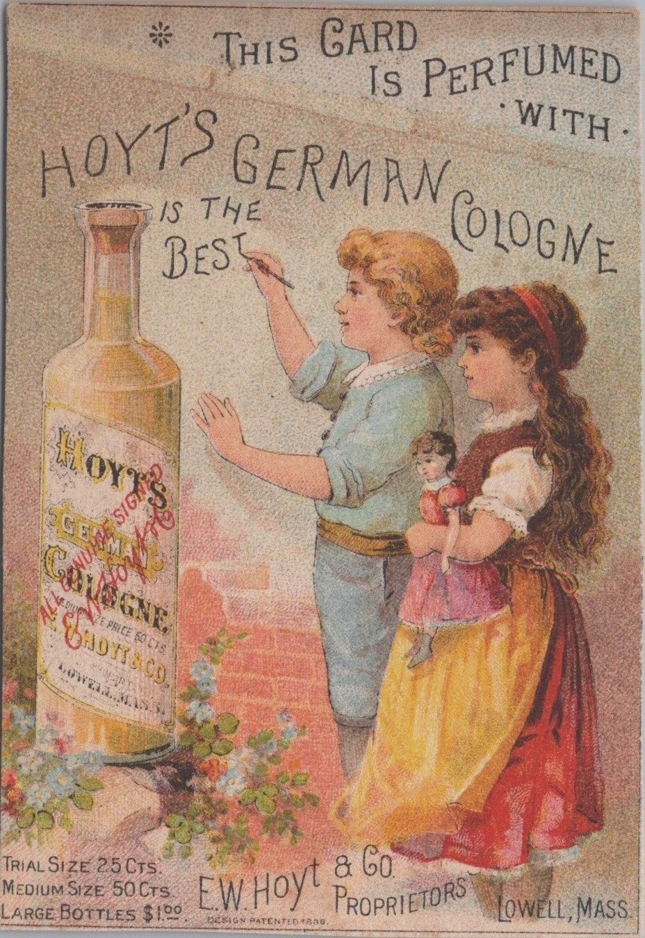 Hoyts German Cologne Boy Painting Sign Girl With Doll Lowell MA LPV1