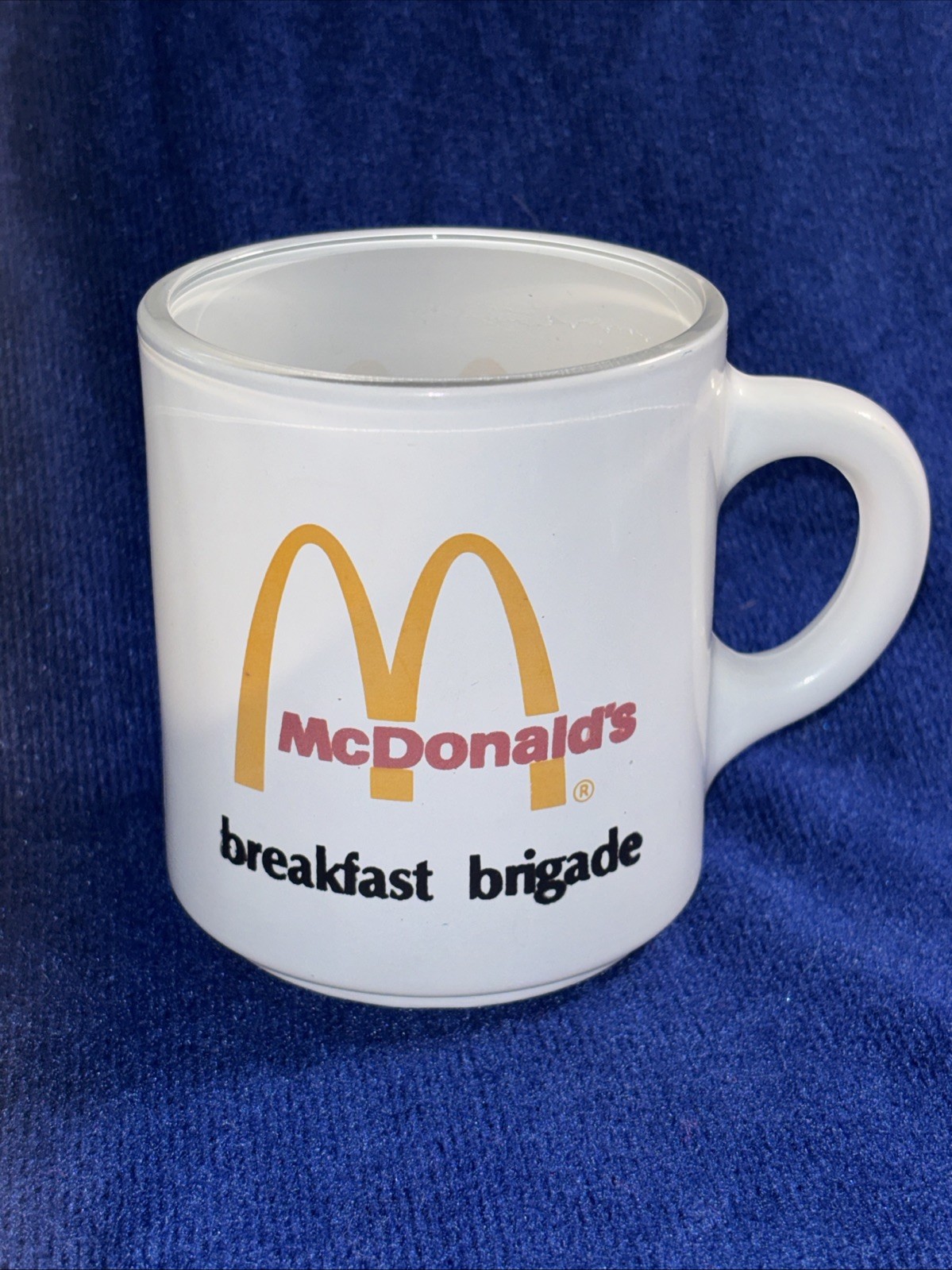 Vintage McDonald’s Breakfast Brigade White Milk Glass Coffee Mug Advertising 70s